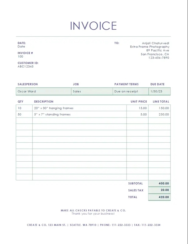 Corporate Professional Simple Lines Invoice