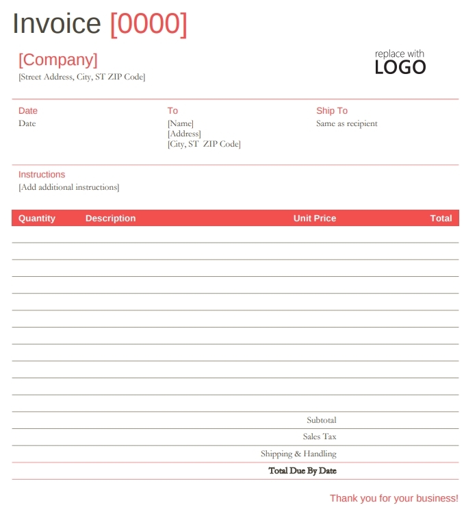 Modern Sales Red Invoice